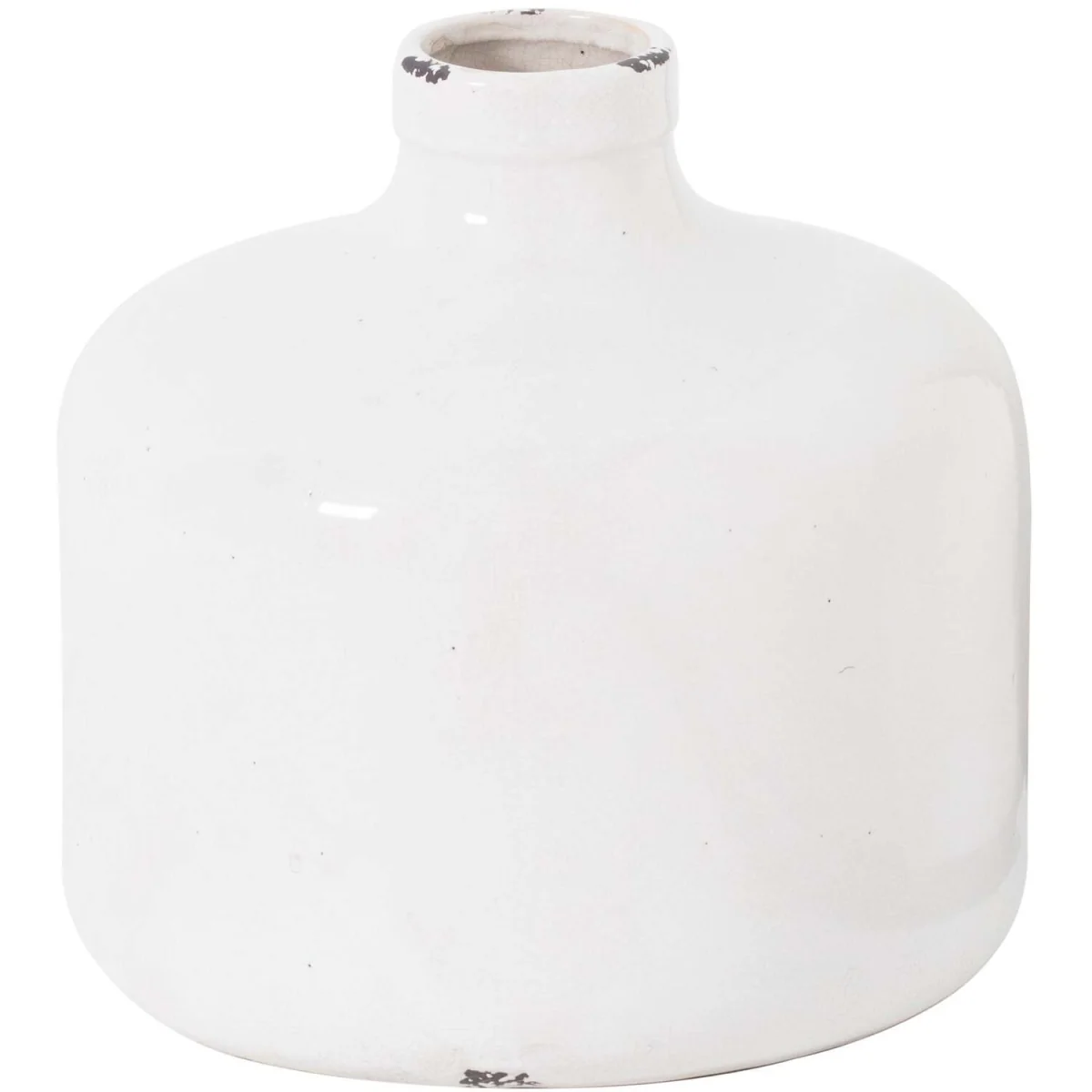 Sagebloom Large Crackle Glazed Short Bottle Ceramic Vase - White – image 2