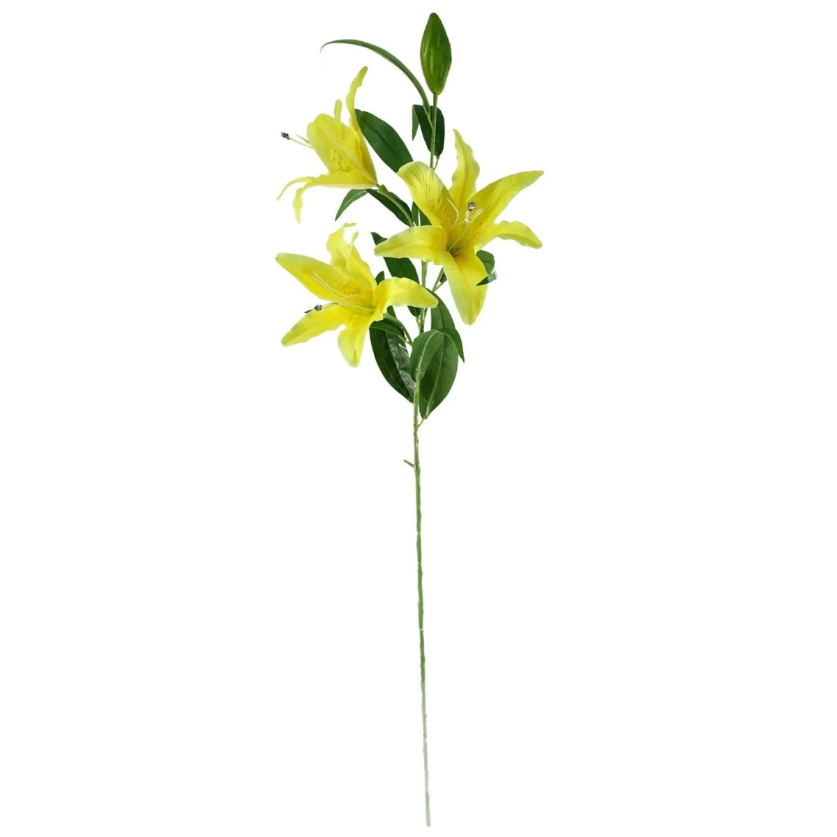 100cm Artificial Yellow Lily and Black Eucalyptus in Glass Ball Vase - Premium - Yellow Flower Arrangement – image 4
