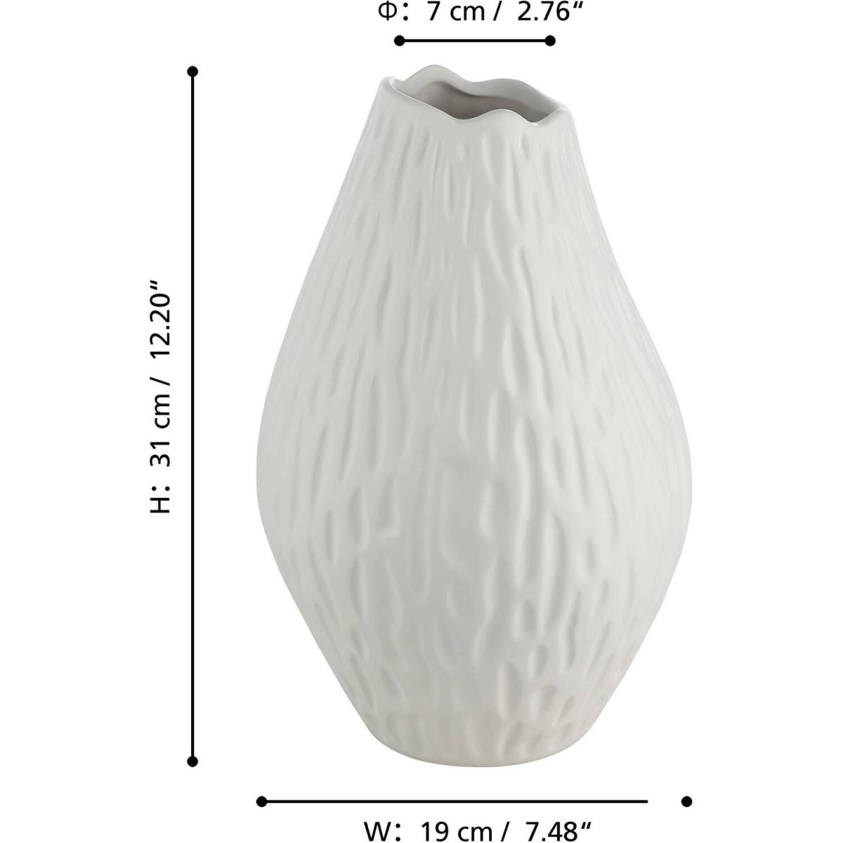 EGLO Malbaie Matt White Textured Ceramic Vase - white – image 3