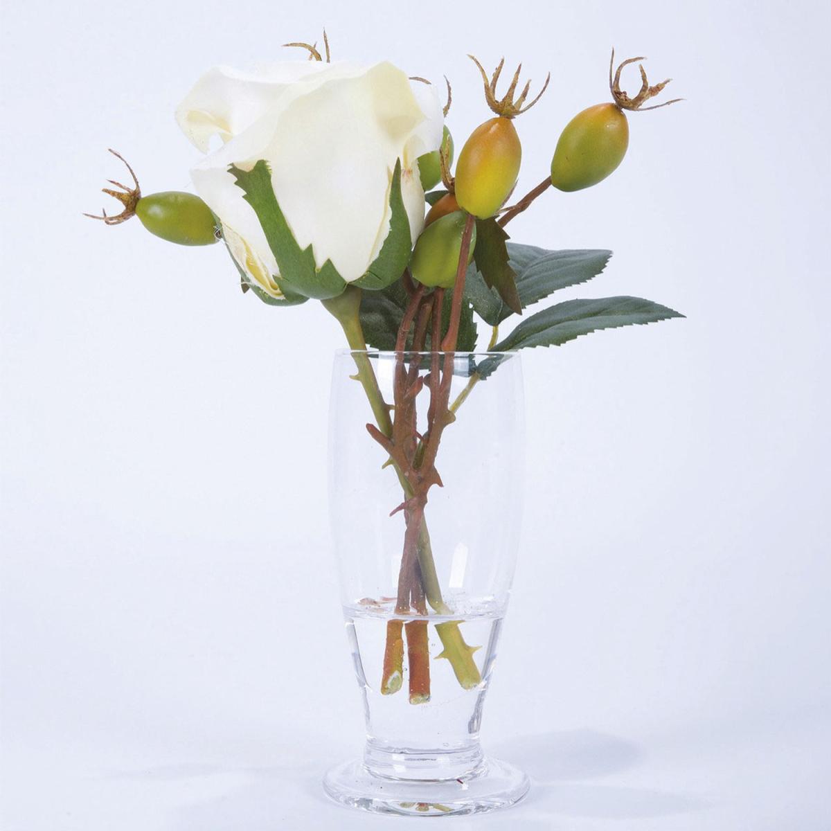 Artificial Canary Flower Arrangement in Glass Vase - White