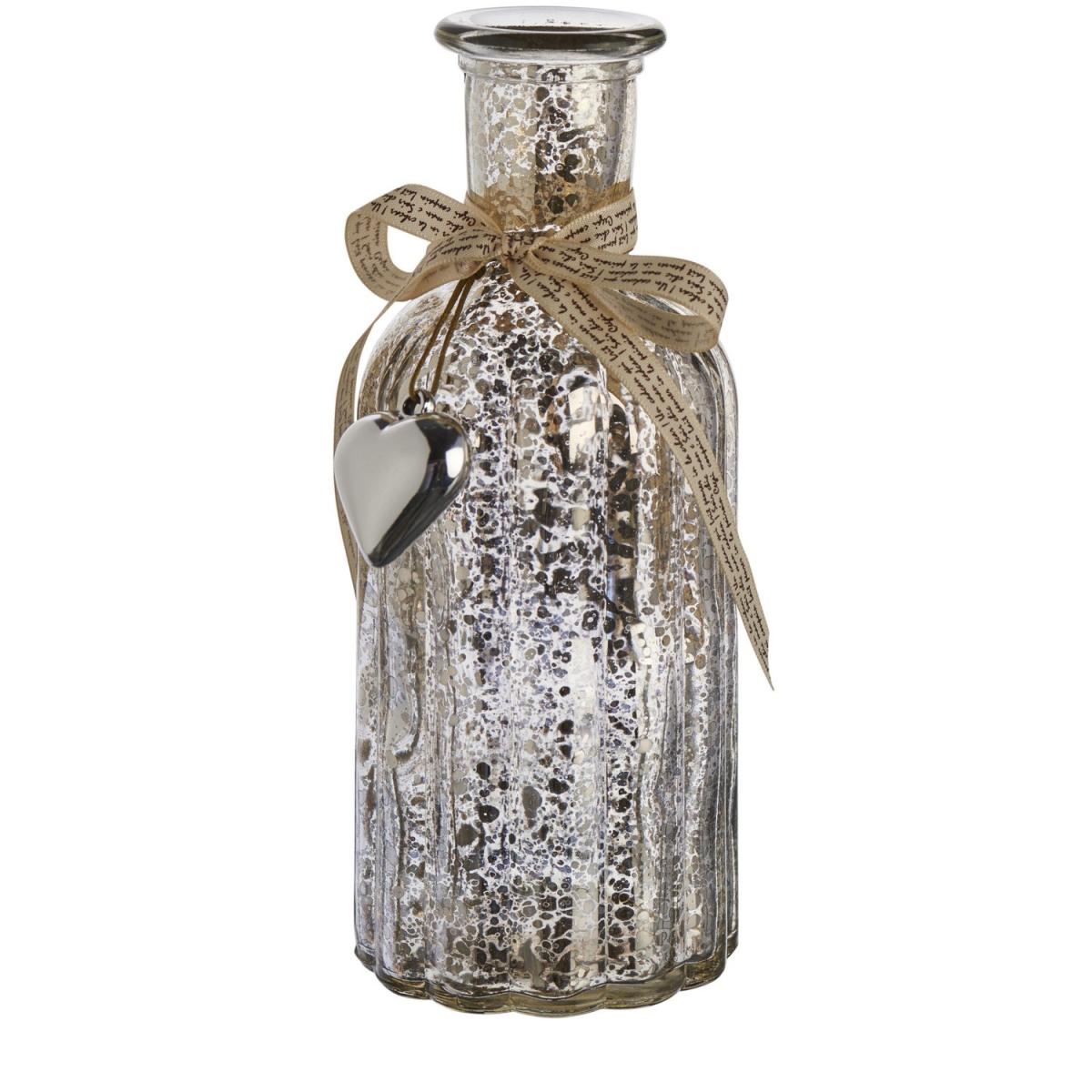 Mercury Glass Vase With Heart Decor Large - Mercury – image 2