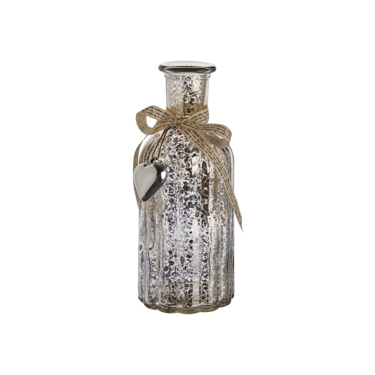 Mercury Glass Vase With Heart Decor Large - Mercury – image 1