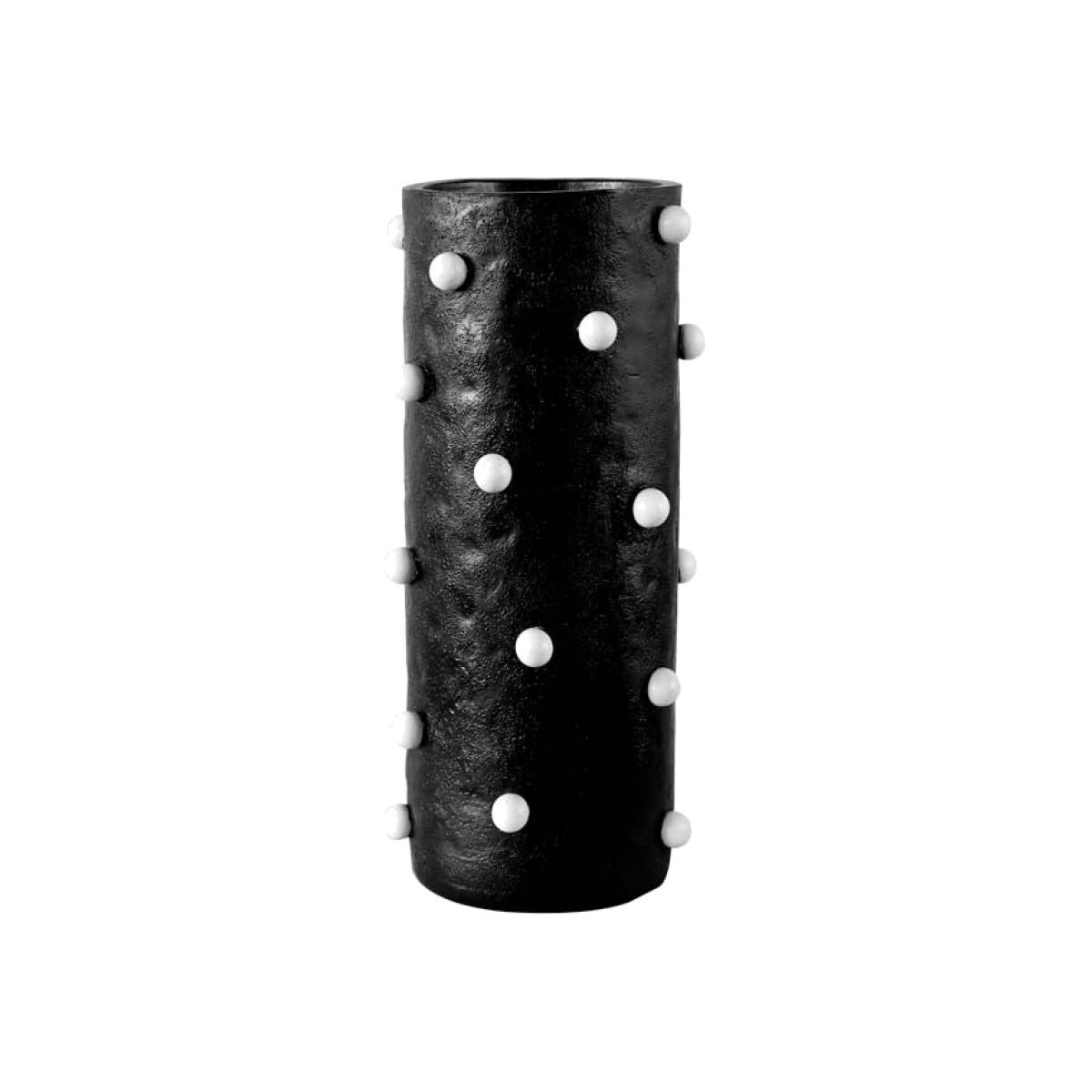 Black Vase With White Spots – image 1