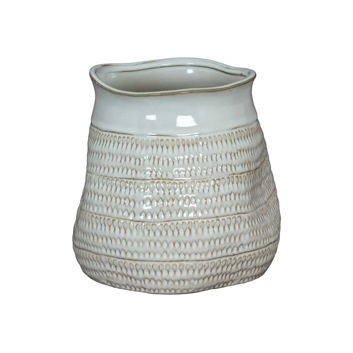 Hill Interiors Tava Hewn Wide Vase - White