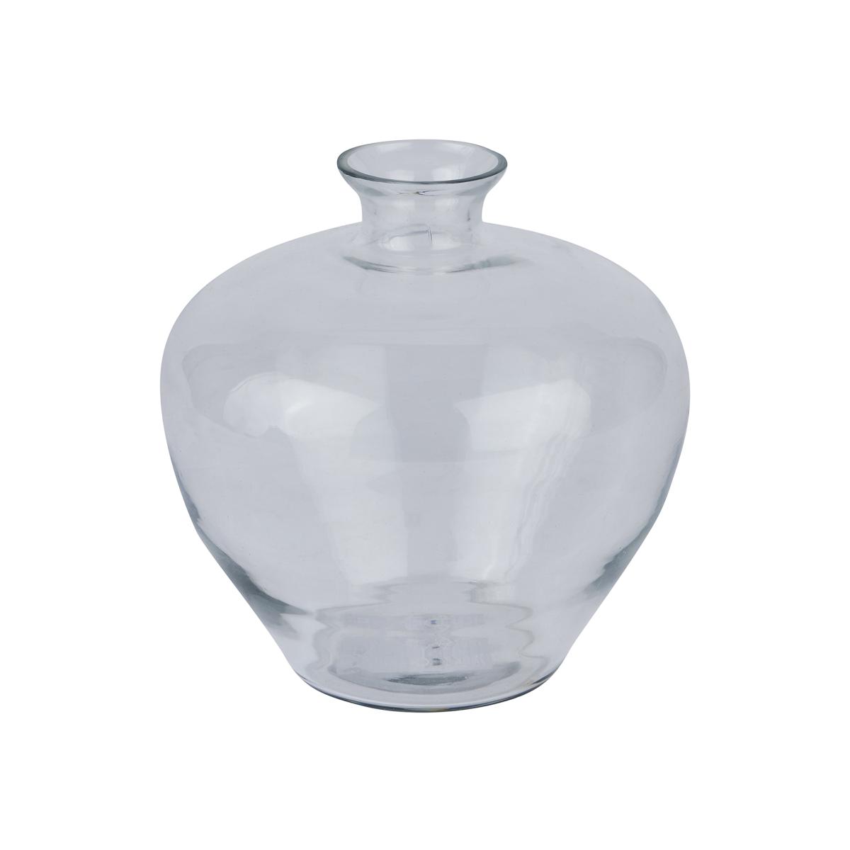 Clear Glass Squat Stem Vase - French Grey