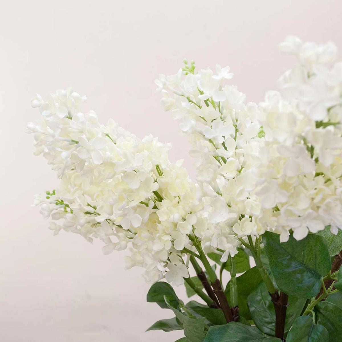 Lilacs in a rope Lantern Vase by Peony - Winter whites with green leaves – image 2