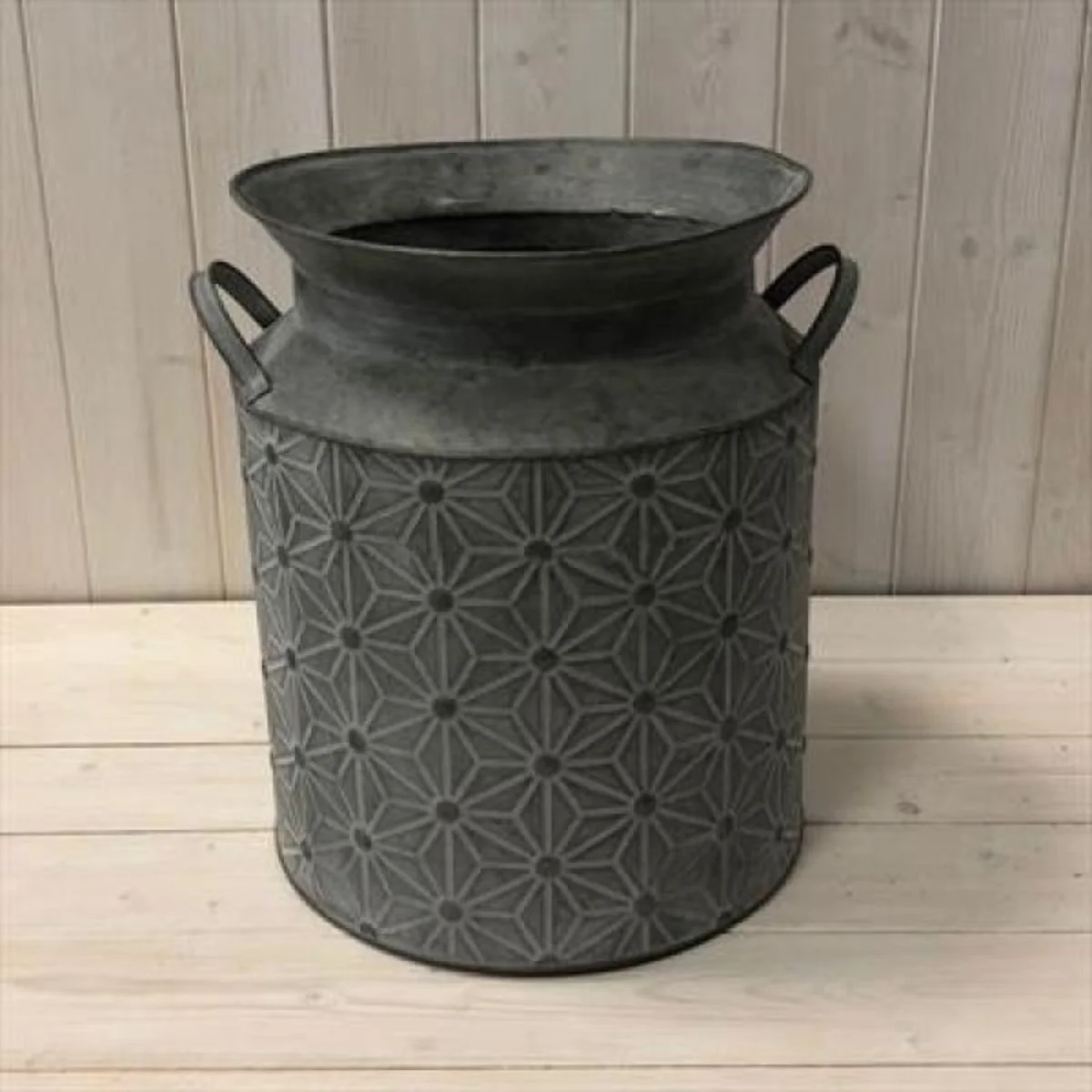 Grey Embossed Daisy Design Churn - Grey