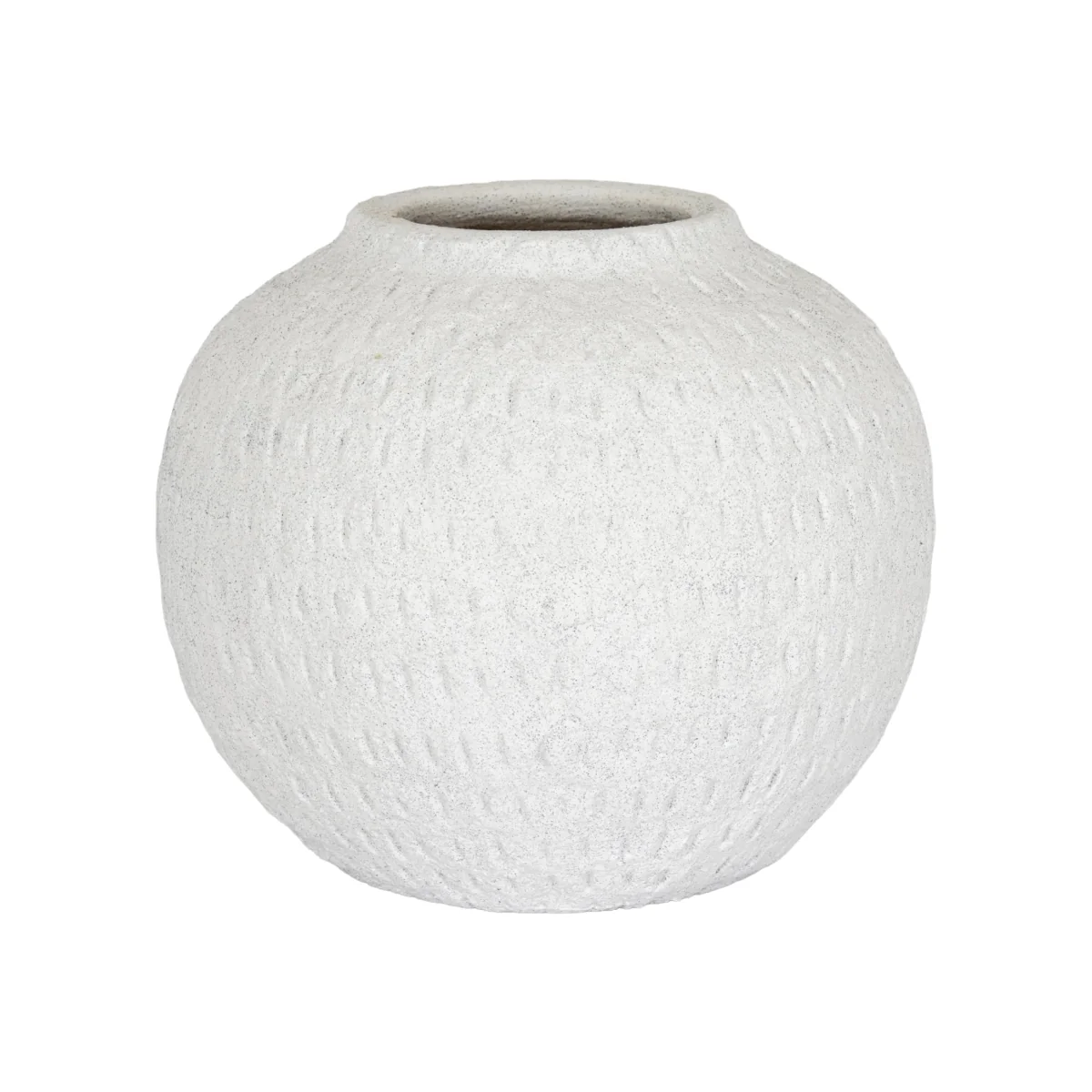 Ash Grey Large Round Ceramic Vase for Abundant Bouquets - White – image 1