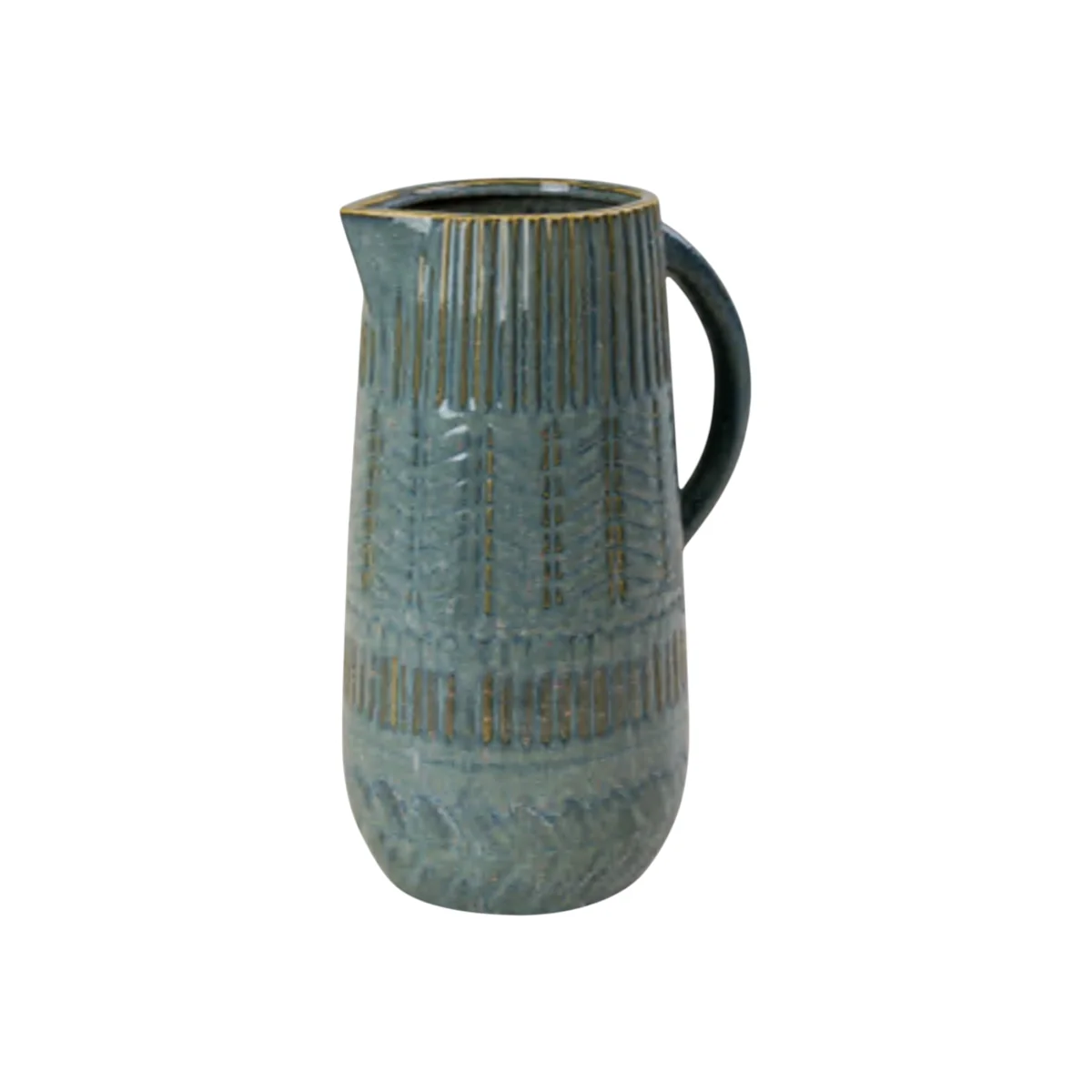 Blue Ceramic Jug Rustic Decorative Vase 31.5cm - Blue – image 1