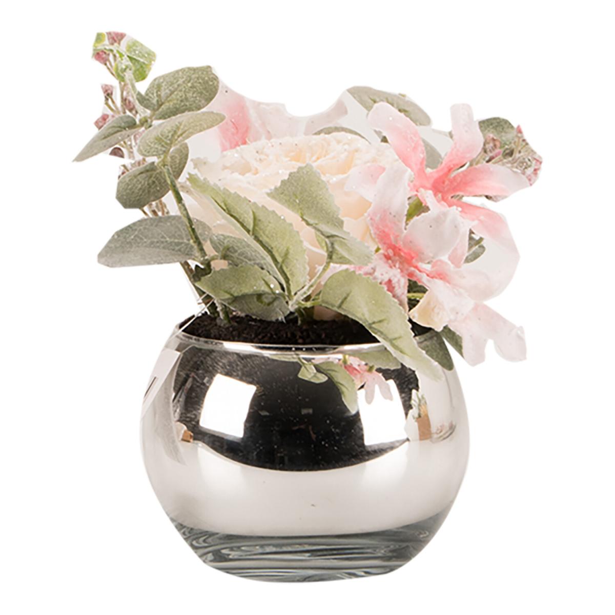 Frosted Pink Peony in Mirror Vase – image 2