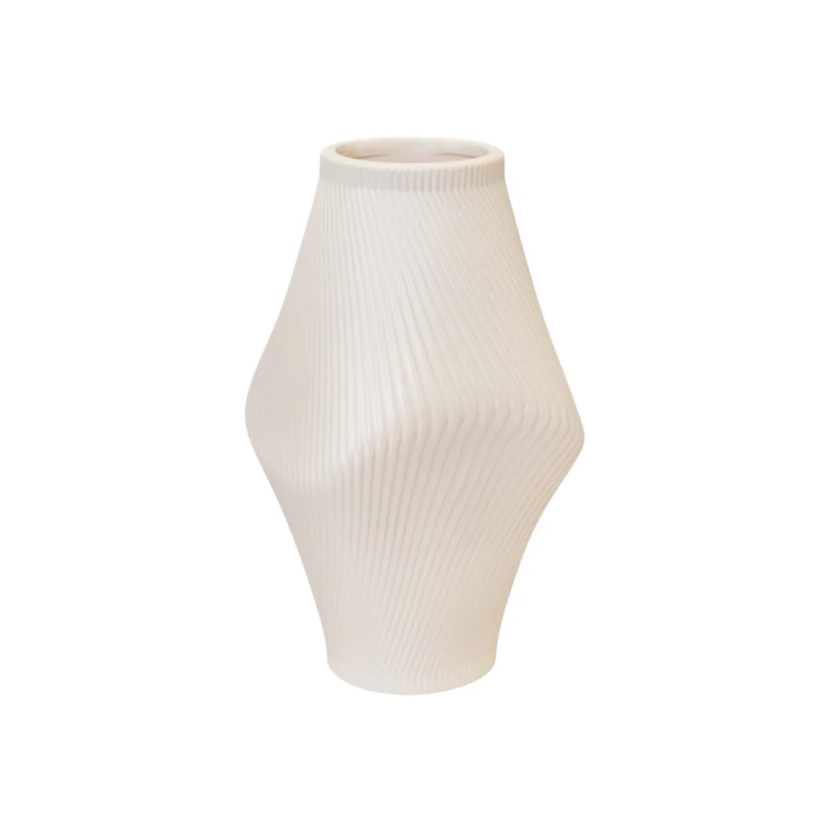 Modern Beige Sculptural Ribbed Vase - Beige – image 1