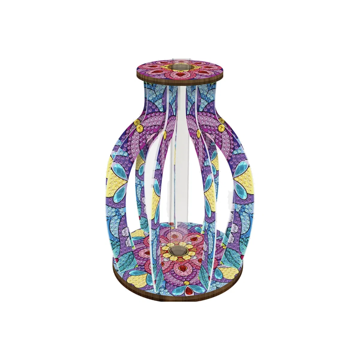 Purple and Blue Colourful Narrow Stem Diamond Art Vase - Multi