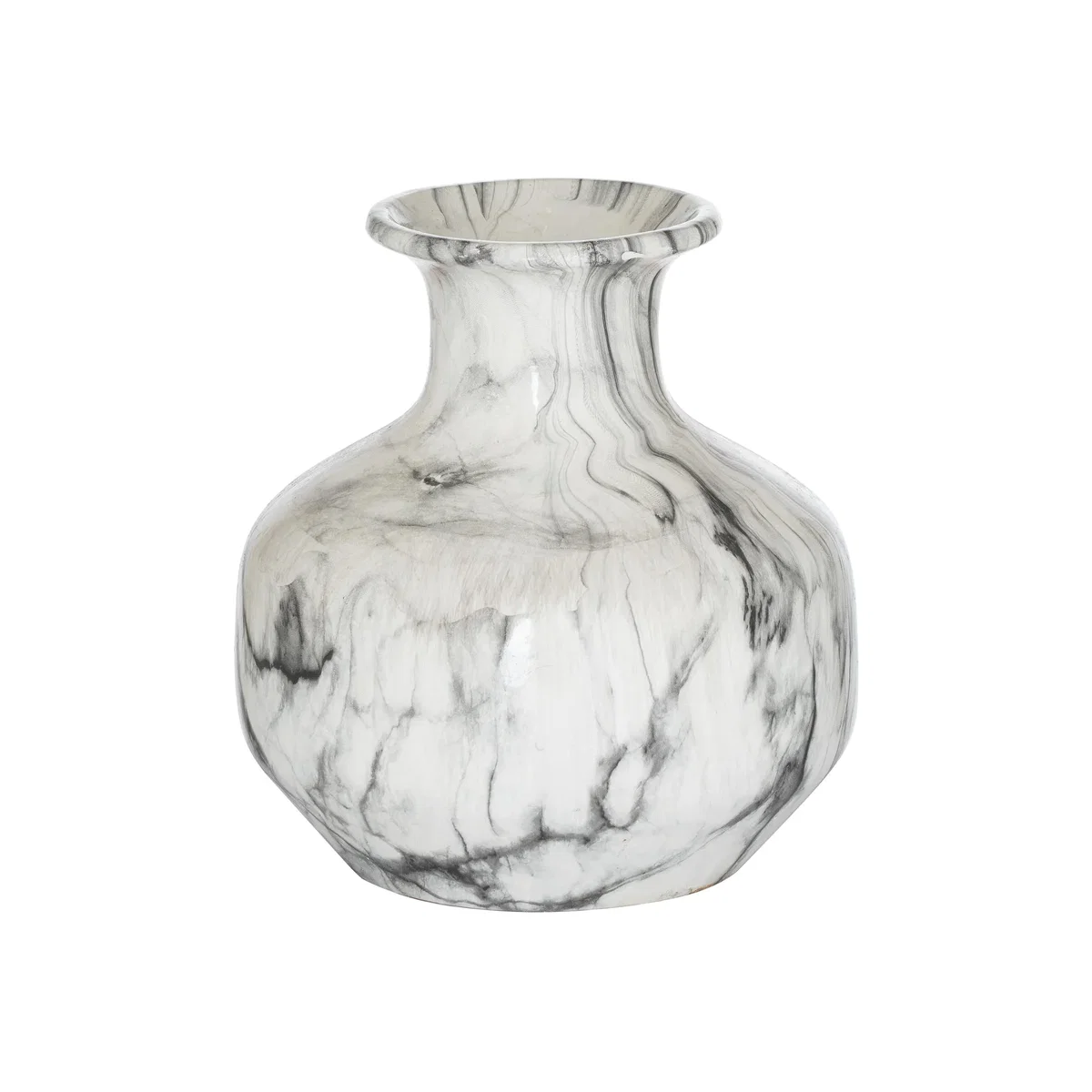 Hill Interiors Marble Squat Vase - White/Grey