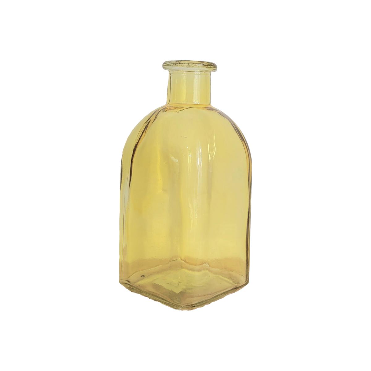 Decorative Square Bottle Bud Vase - Yellow