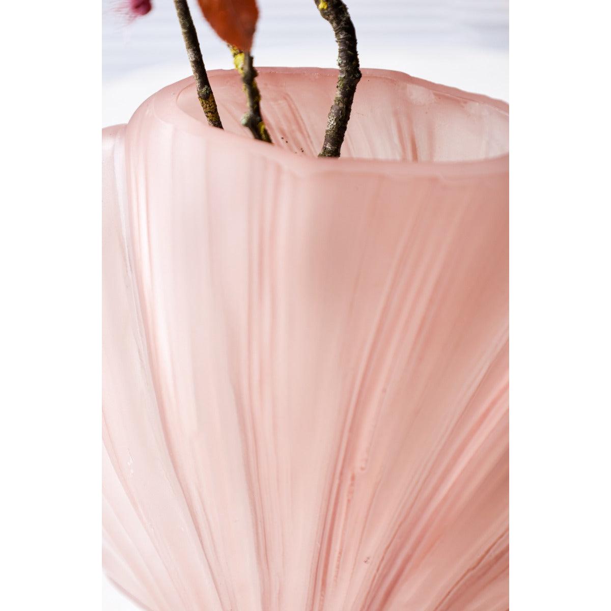 Blush Pink Frosted Glass Shell Vase – image 6