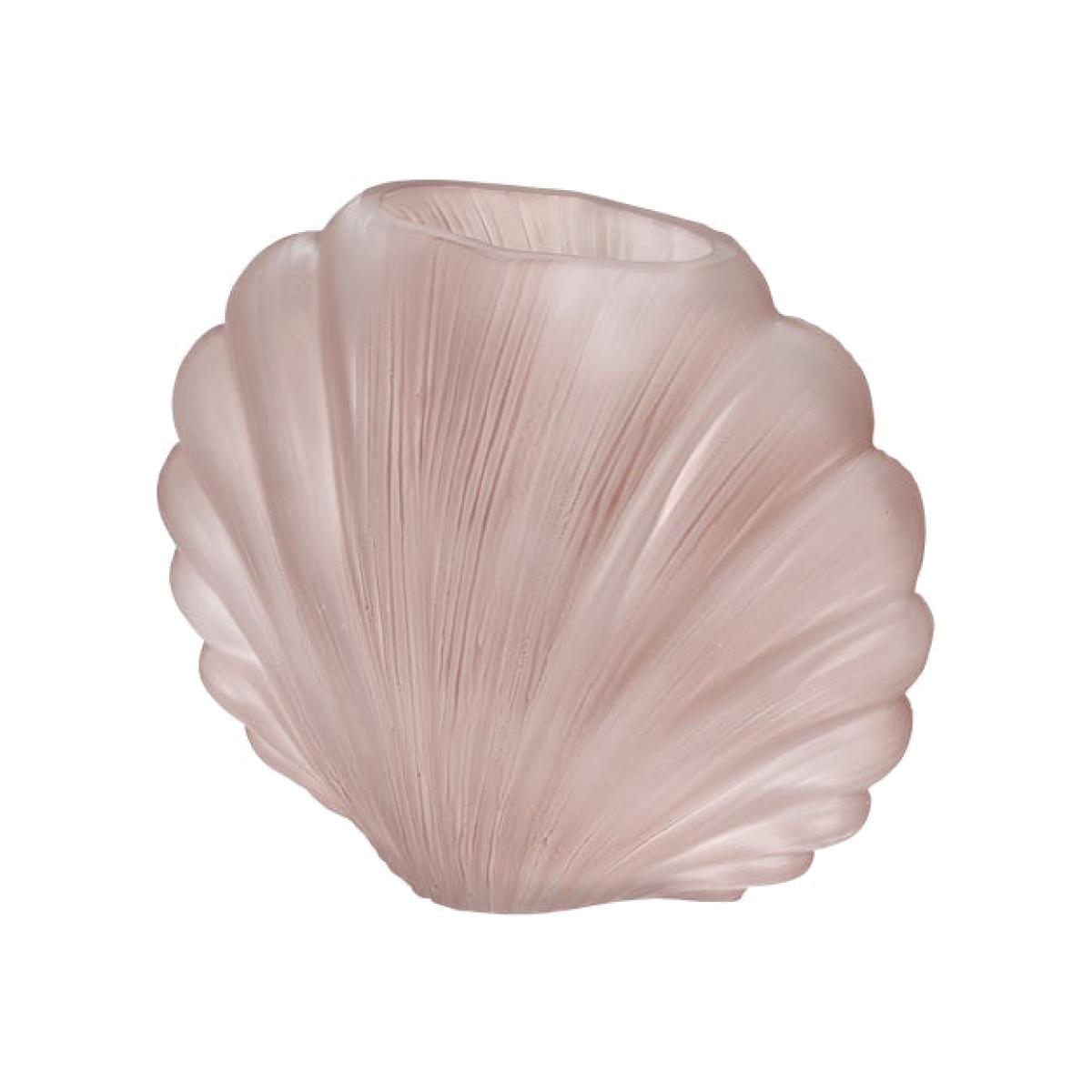 Blush Pink Frosted Glass Shell Vase – image 1