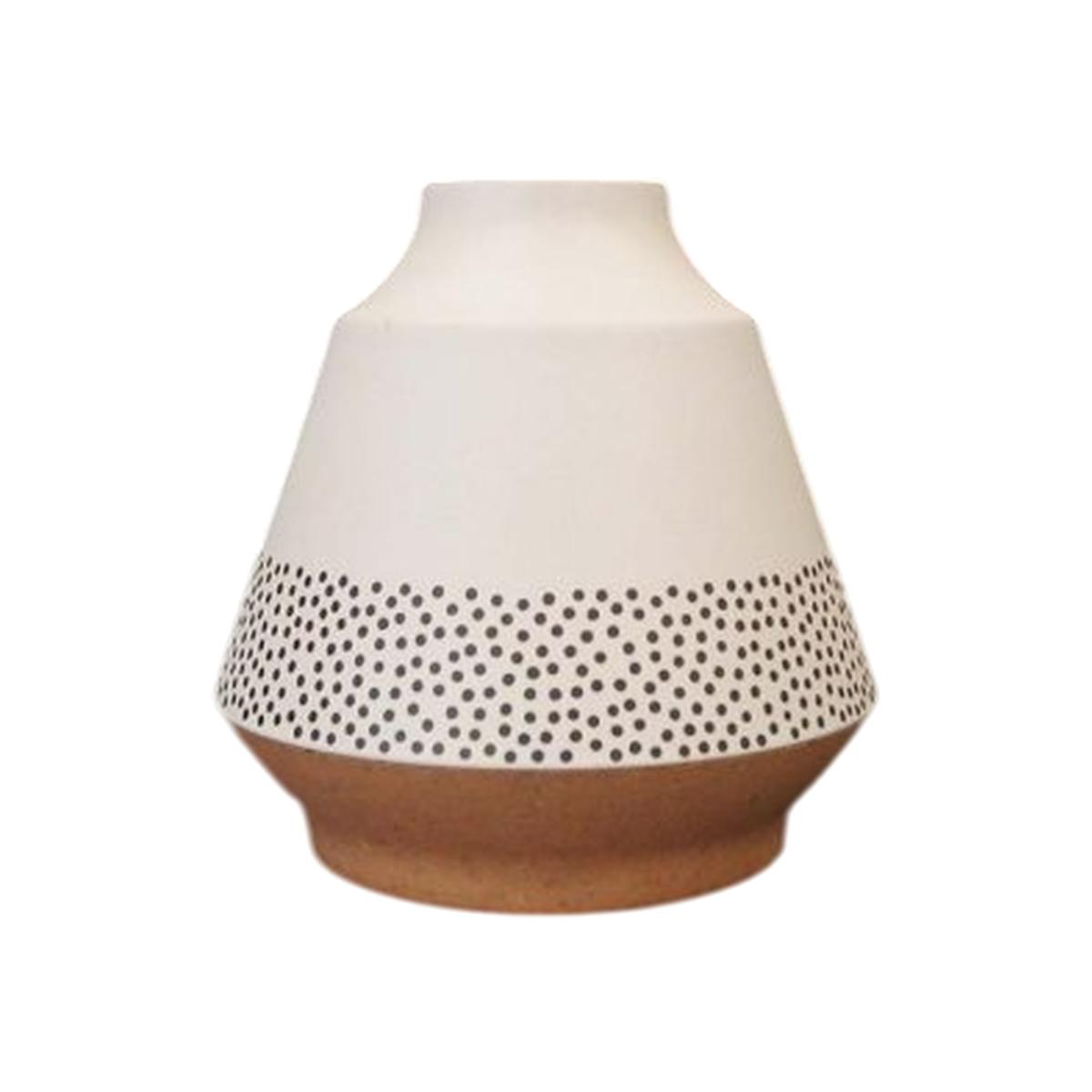 Dotty Bamboo Scandi Vase - White
