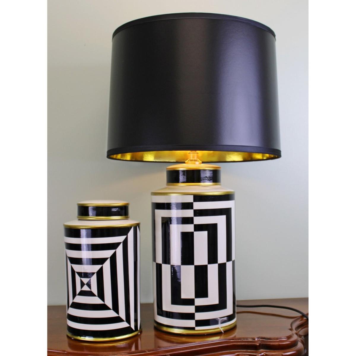Ceramic Lidded Vase, Geometric Design 29cm - Yellow – image 3
