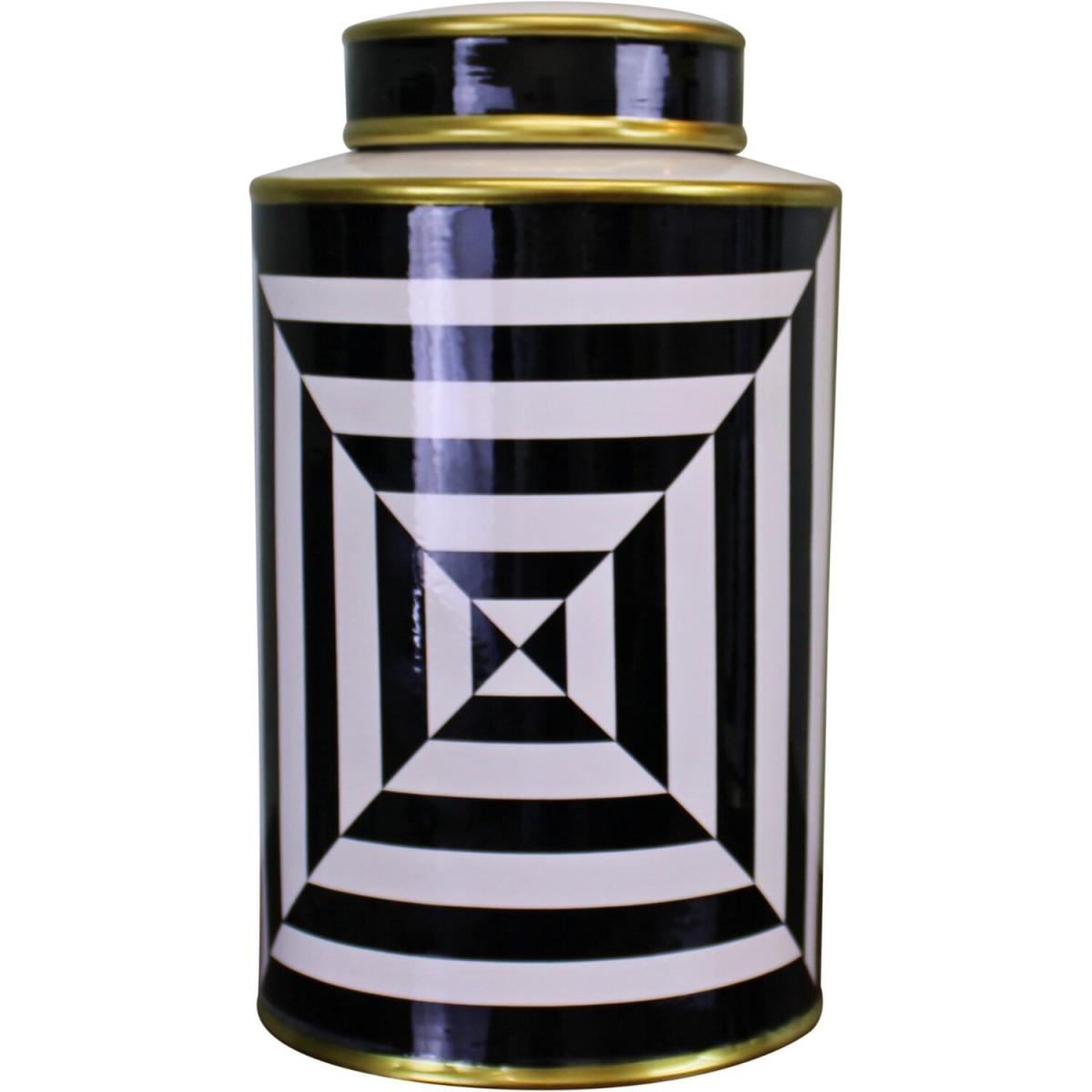 Ceramic Lidded Vase, Geometric Design 29cm - Yellow – image 4