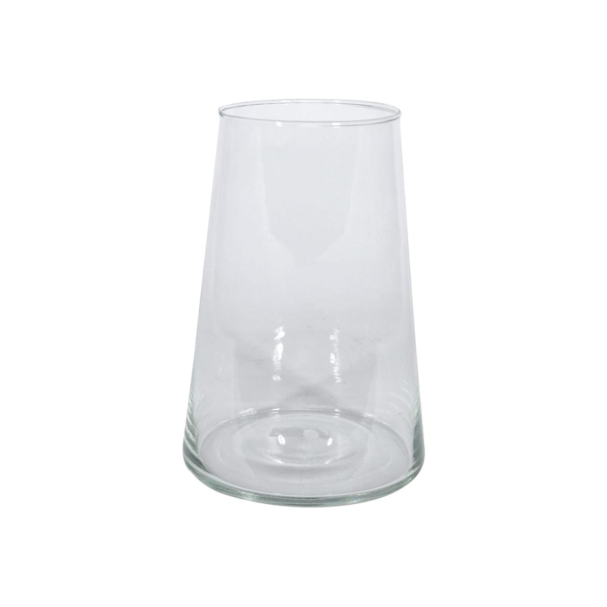 Glass Pyramid Flower Vase - Clear / 16.5cm