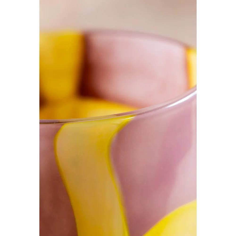 Pink & Yellow Abstract Glass Vase – image 3