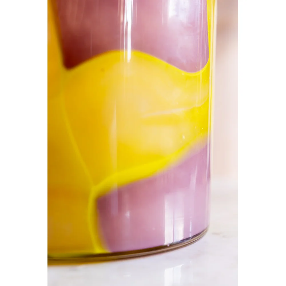 Pink & Yellow Abstract Glass Vase – image 4