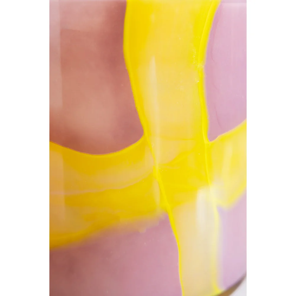 Pink & Yellow Abstract Glass Vase – image 5