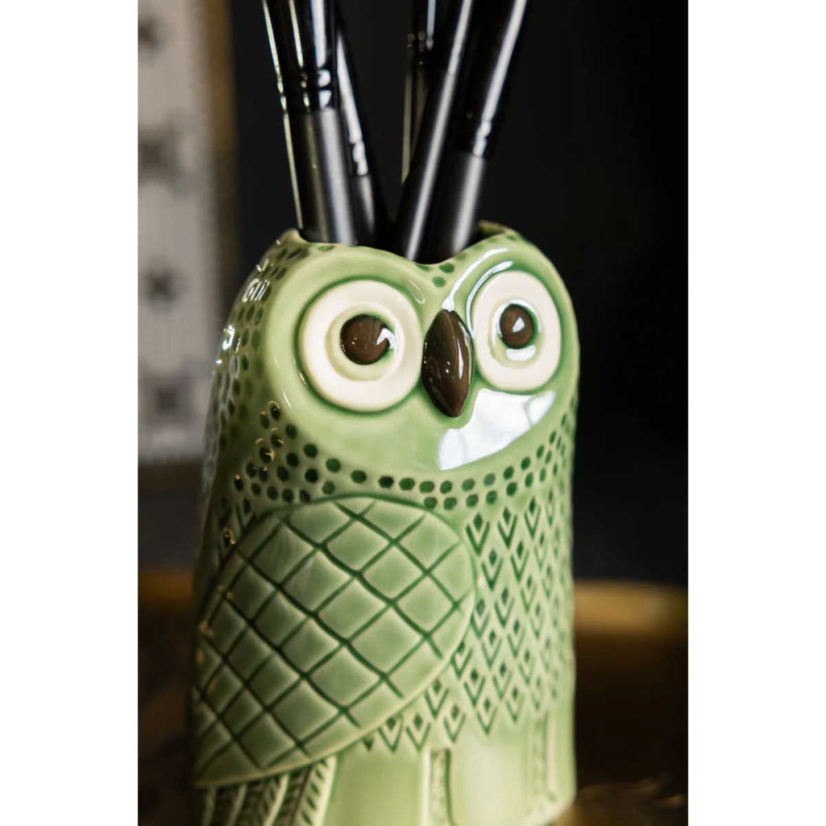 Quirky Green Owl Bud Vase – image 2