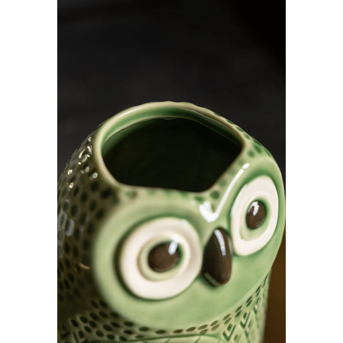 Quirky Green Owl Bud Vase – image 3