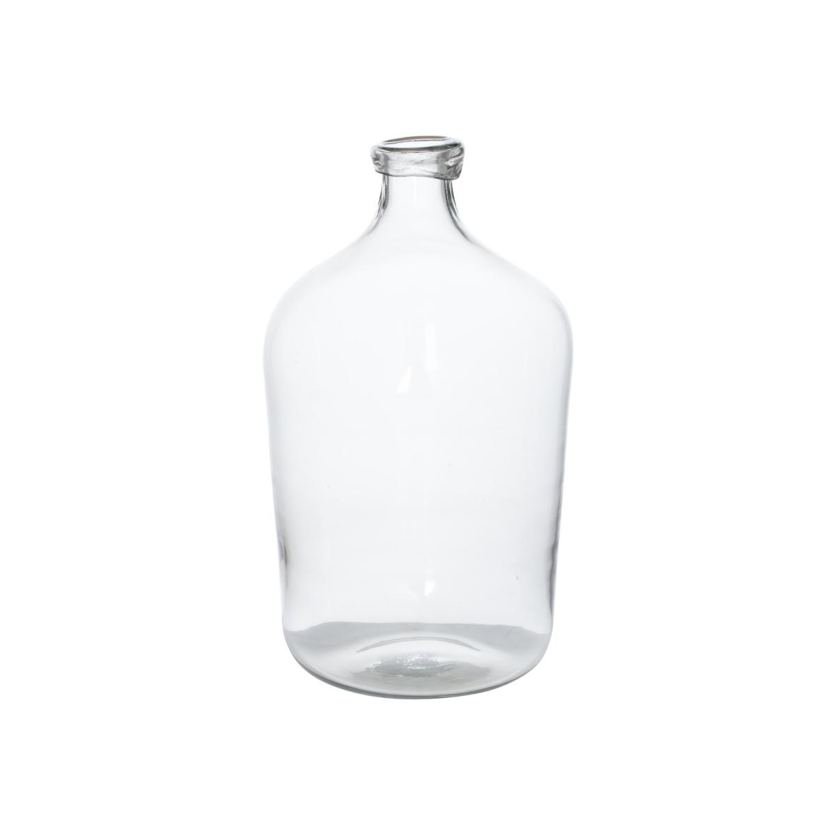 Tall Bulbous Narrow Neck Glass Vase - Clear