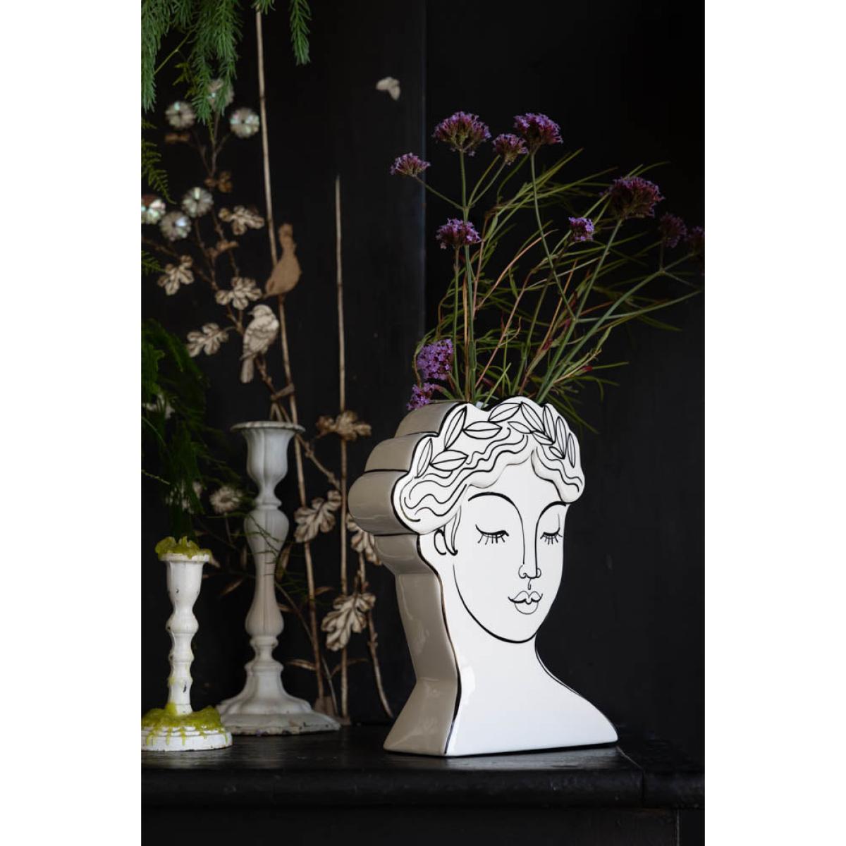 Peaceful Monochrome Lady Vase – image 3