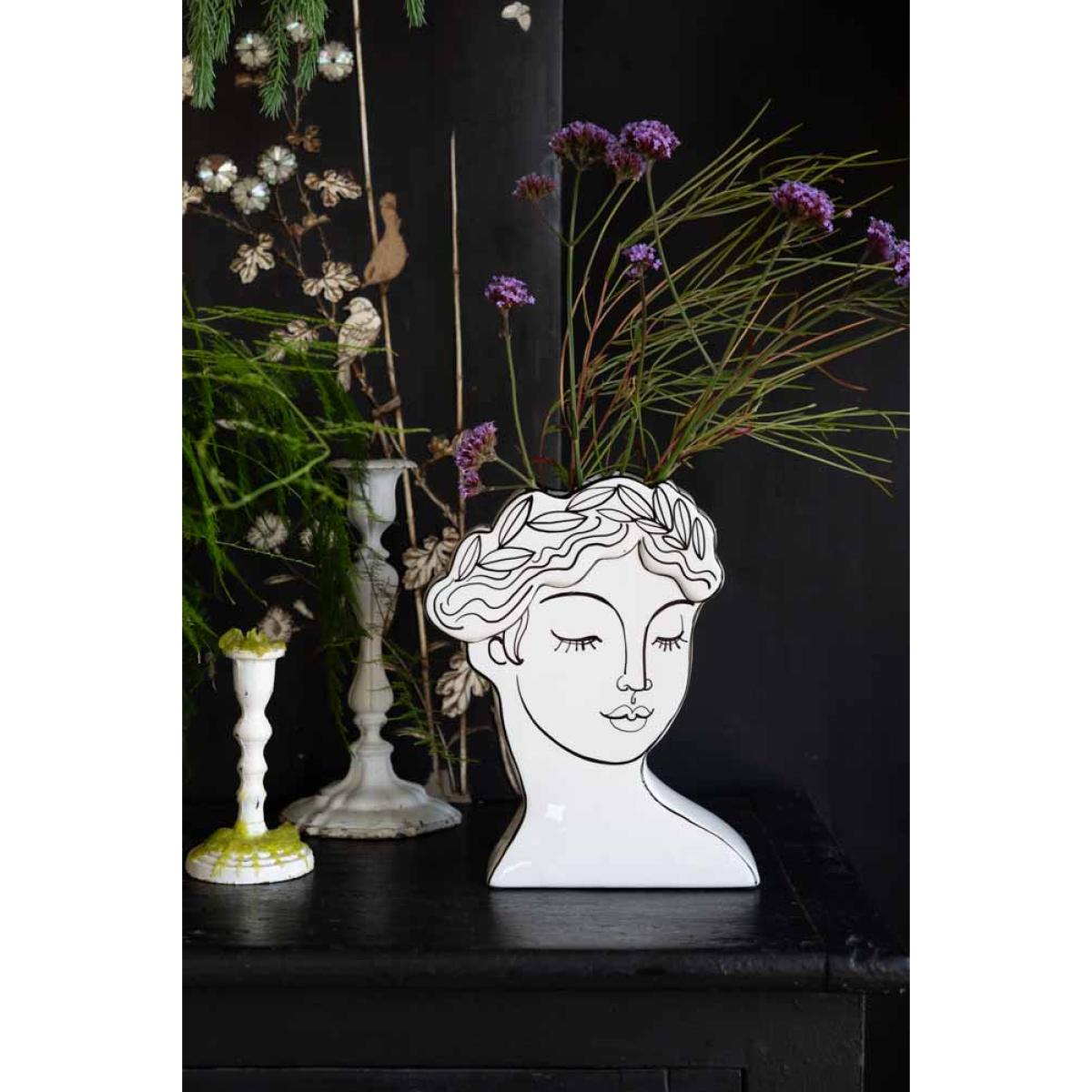 Peaceful Monochrome Lady Vase – image 5
