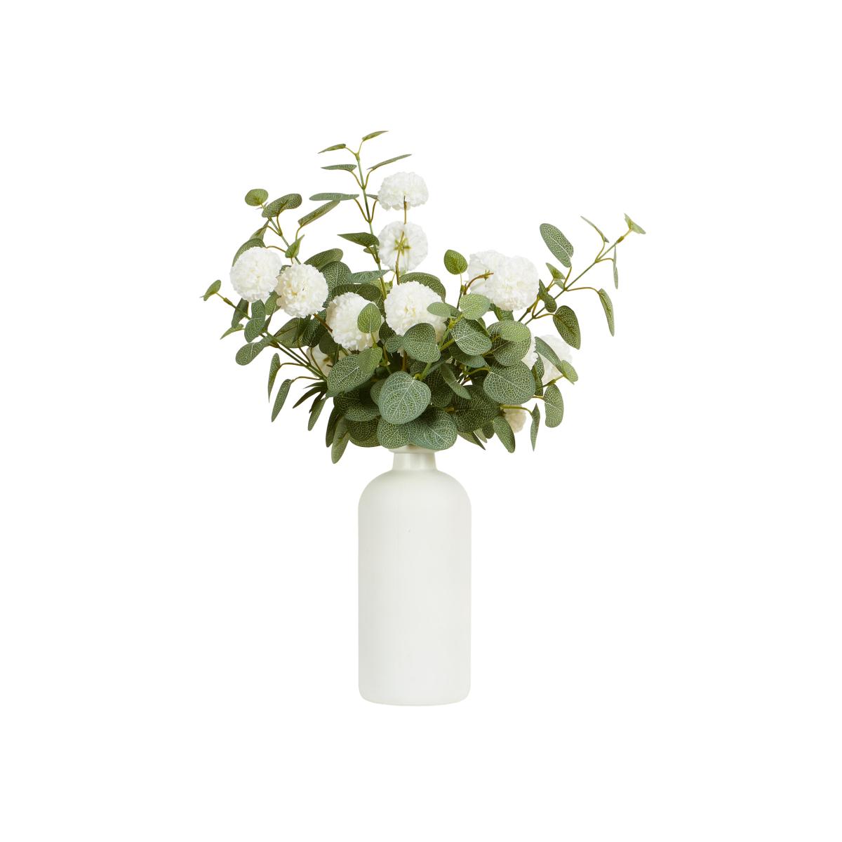 Eucalyptus and Pom Pom Vase Arrangement - White