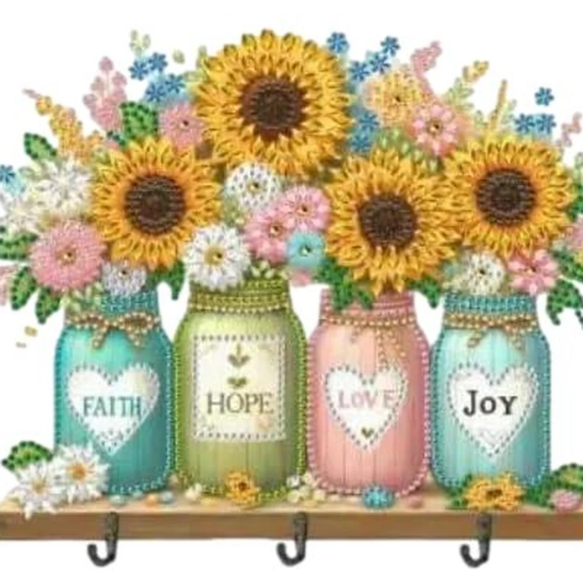 Sunflower Vases With Hooks Diamond Art Kit - Multi – image 2