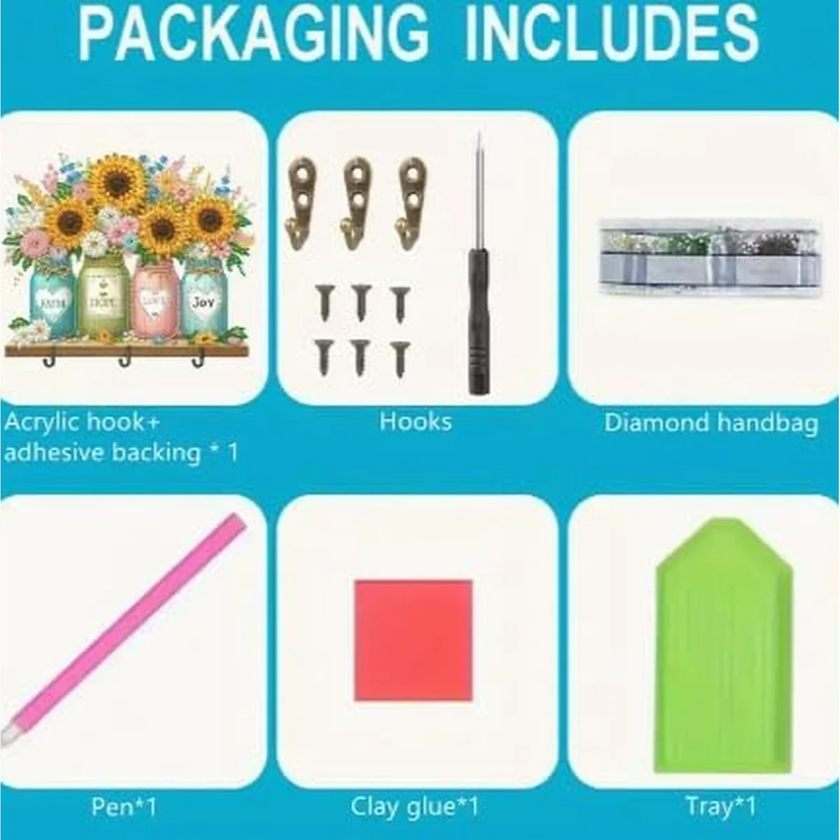 Sunflower Vases With Hooks Diamond Art Kit - Multi – image 3