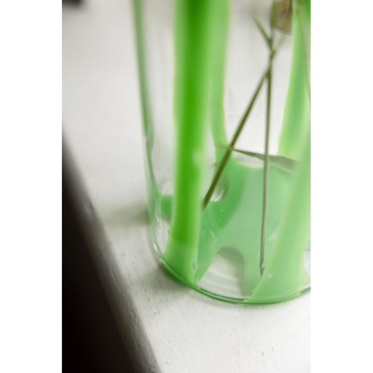 Green Striped Glass Vase – image 3