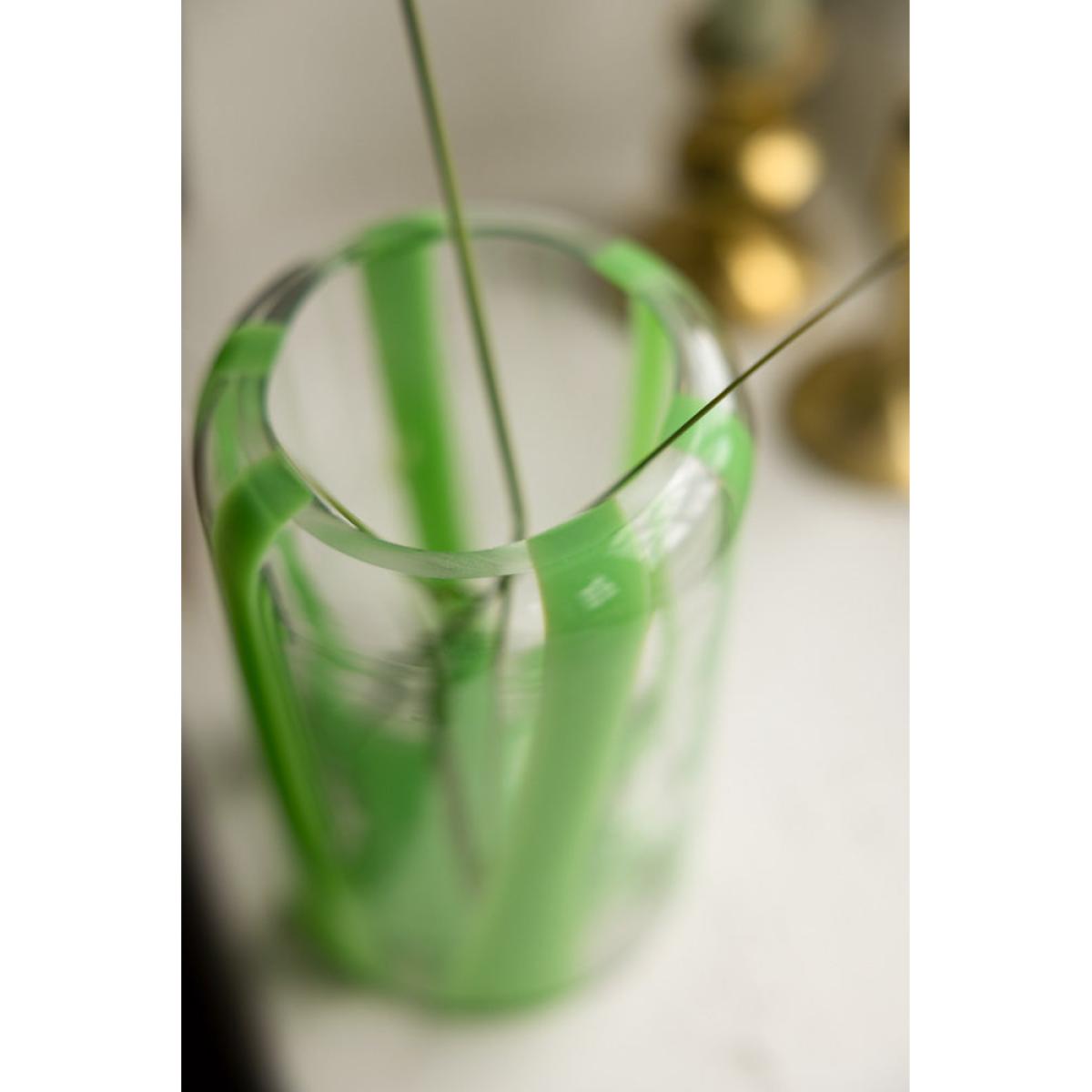 Green Striped Glass Vase – image 4