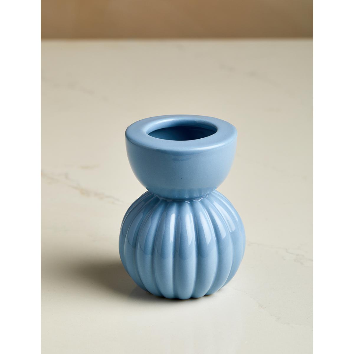 Small Light Blue Stacked Vase – image 3
