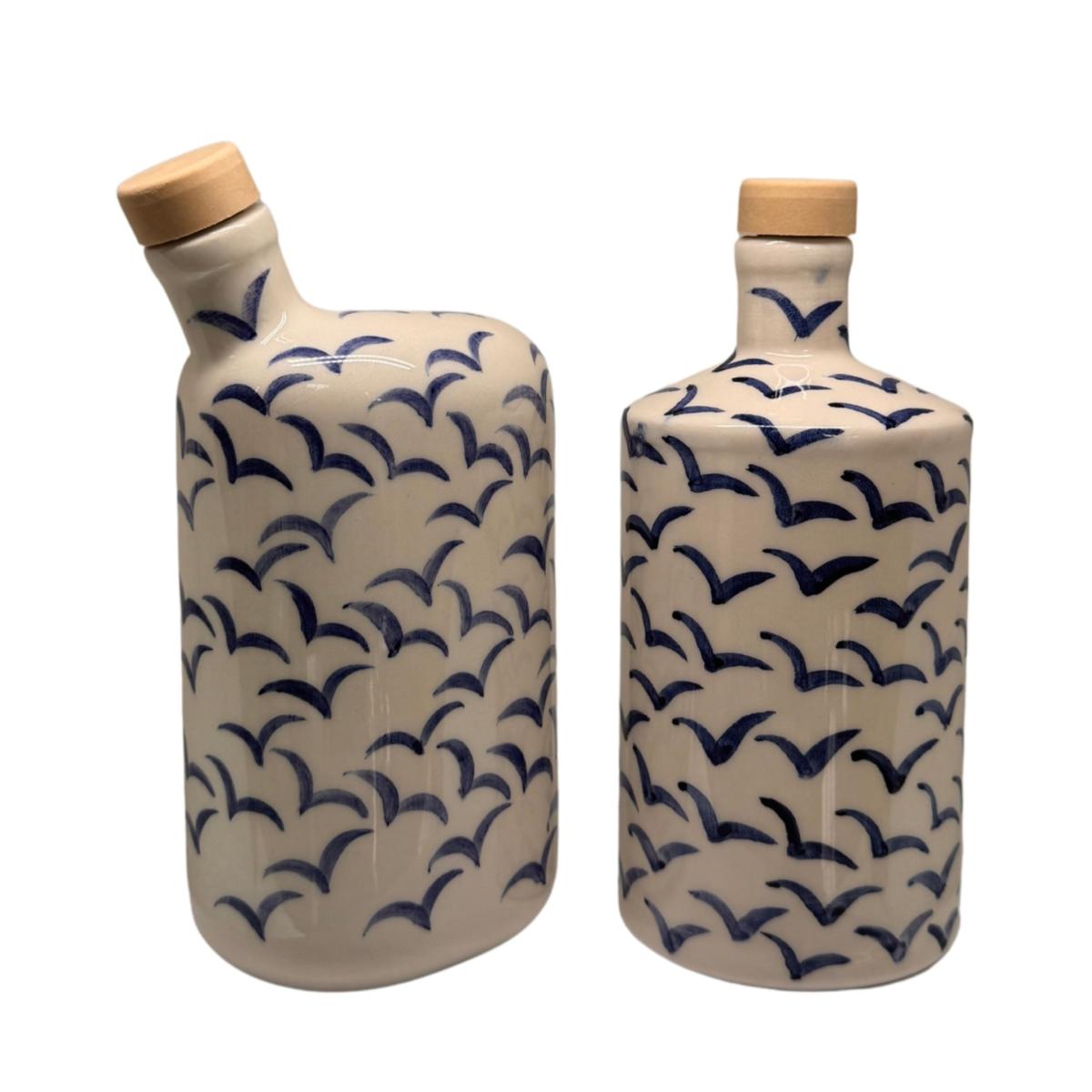 Blue / White Artisan Crafted Ceramic Navy Birds Bottle And Vase Black and Wild – image 2