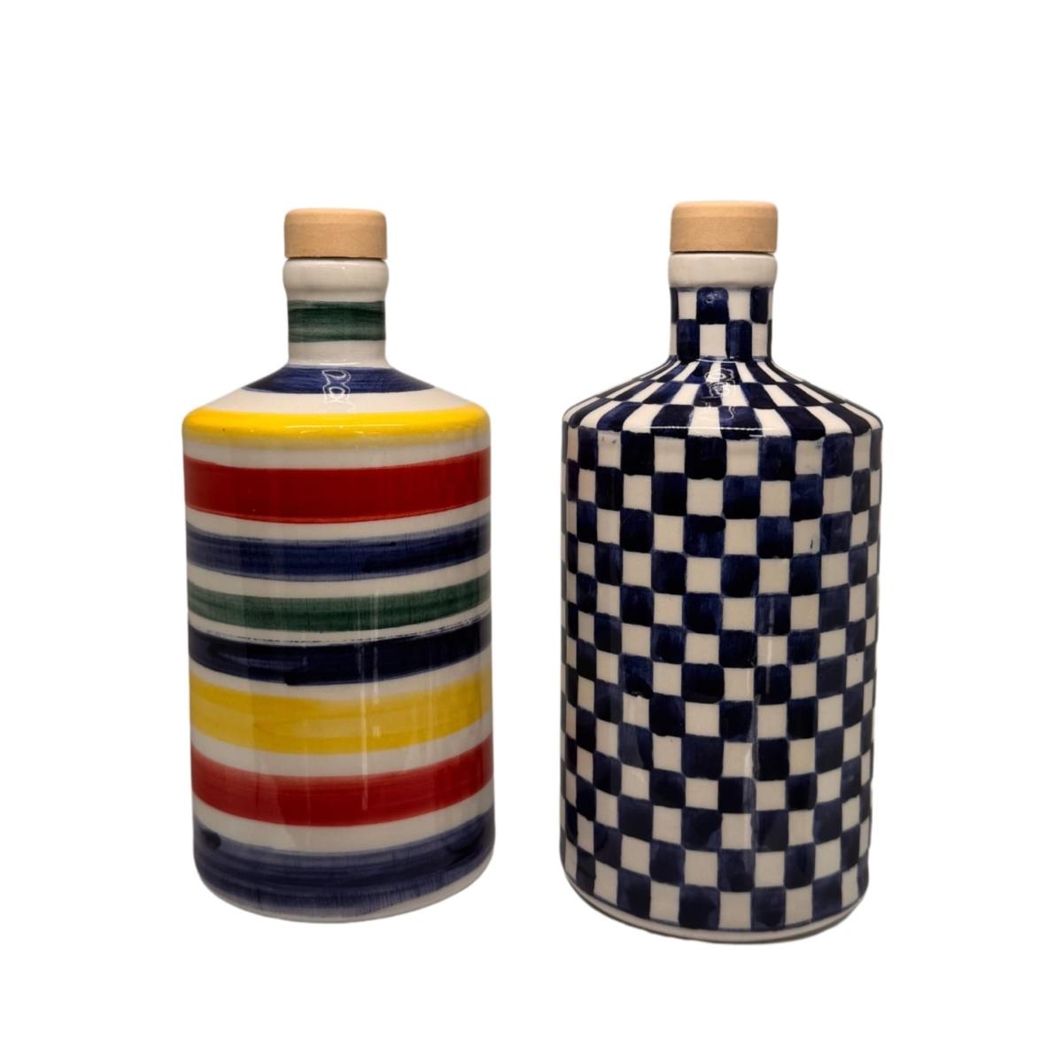 Blue / White Artisan Crafted Ceramic Checked Bottle And Vase Black and Wild – image 6