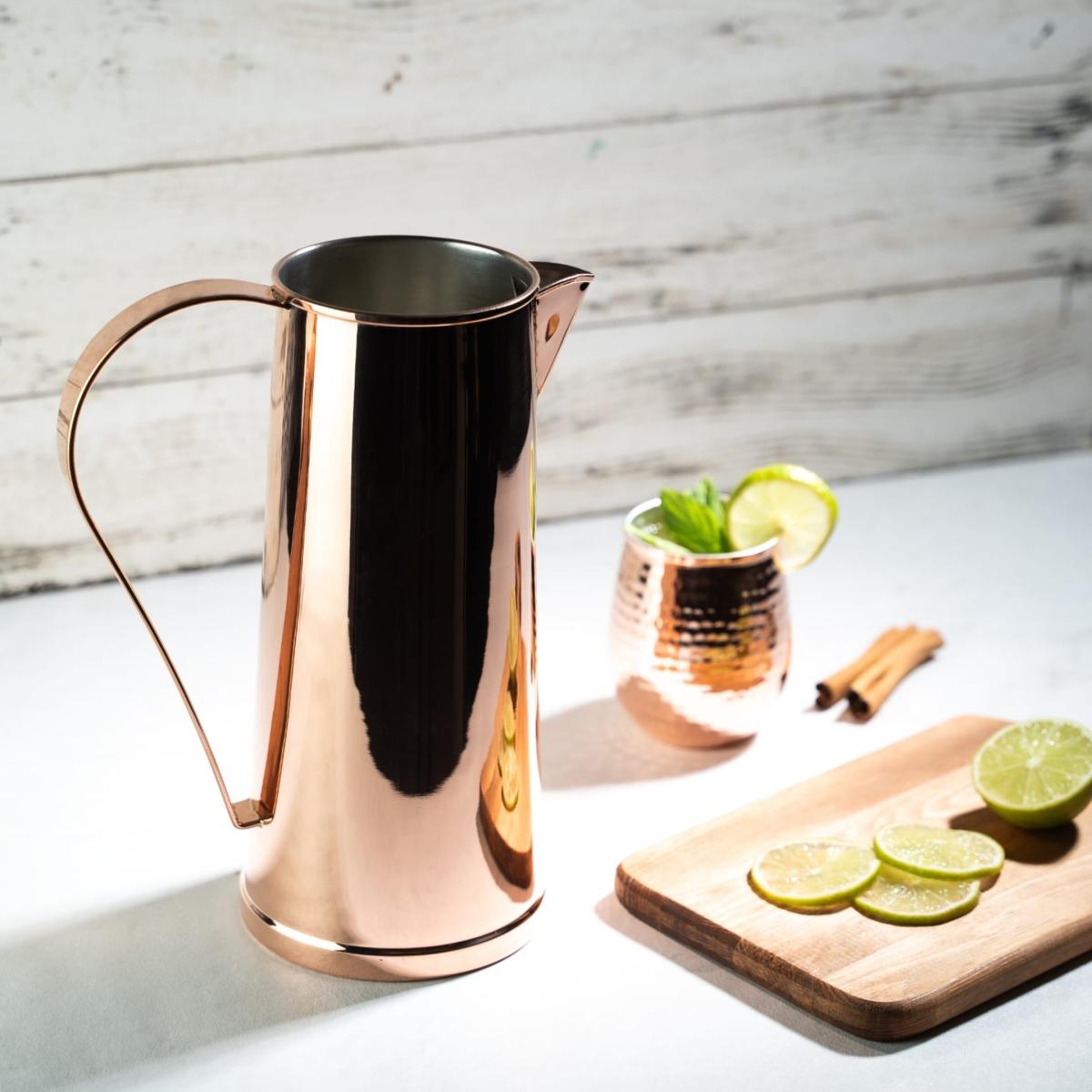 Brown Handcrafted Copper Water Pitcher | Anatoliacraft – image 2