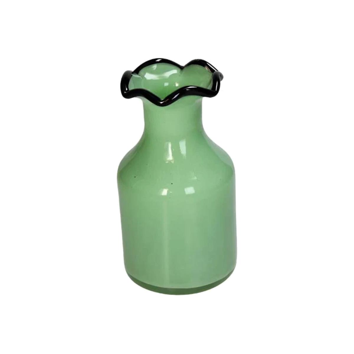 Scalloped Vintage Inspired Green Glass Vase | Casabyjj