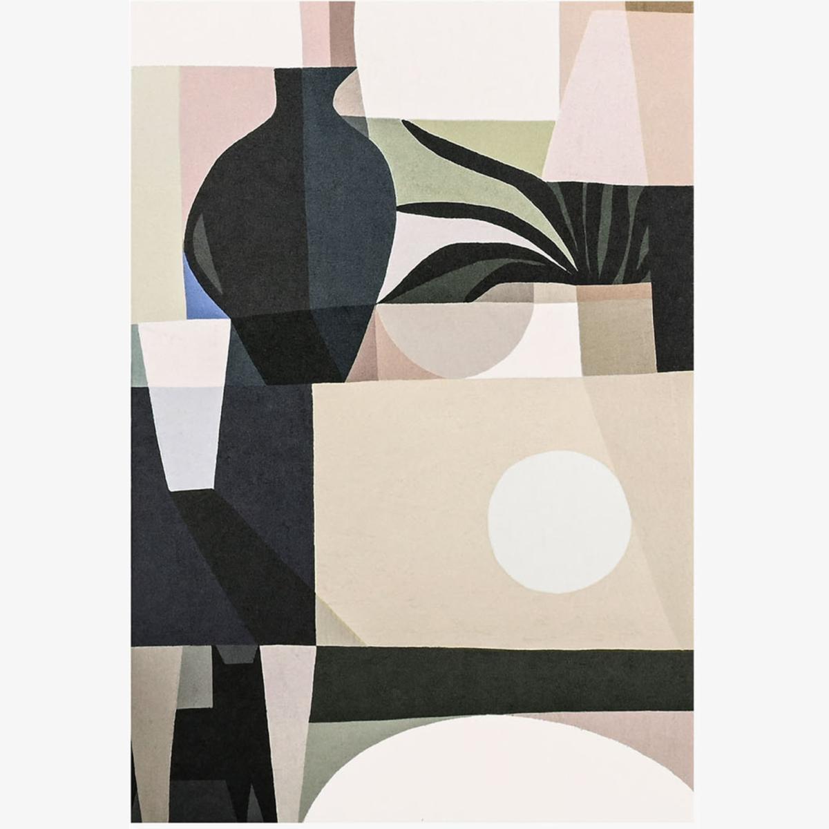 Neutrals Wrap Vase, Plant And Cat Art Card | Greer