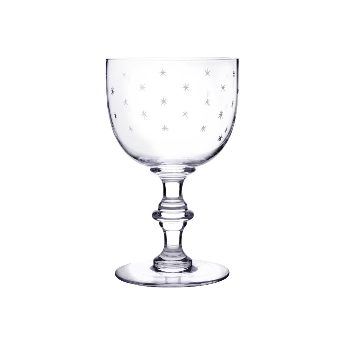 Four Hand Engraved Crystal Wine Goblets With Stars Design | The Vintage List – image 1