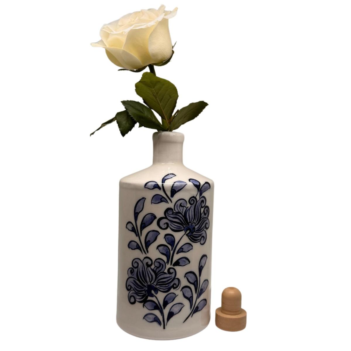 Blue / White Artisan Crafted Ceramic Flower Bottle And Vase Black and Wild – image 2