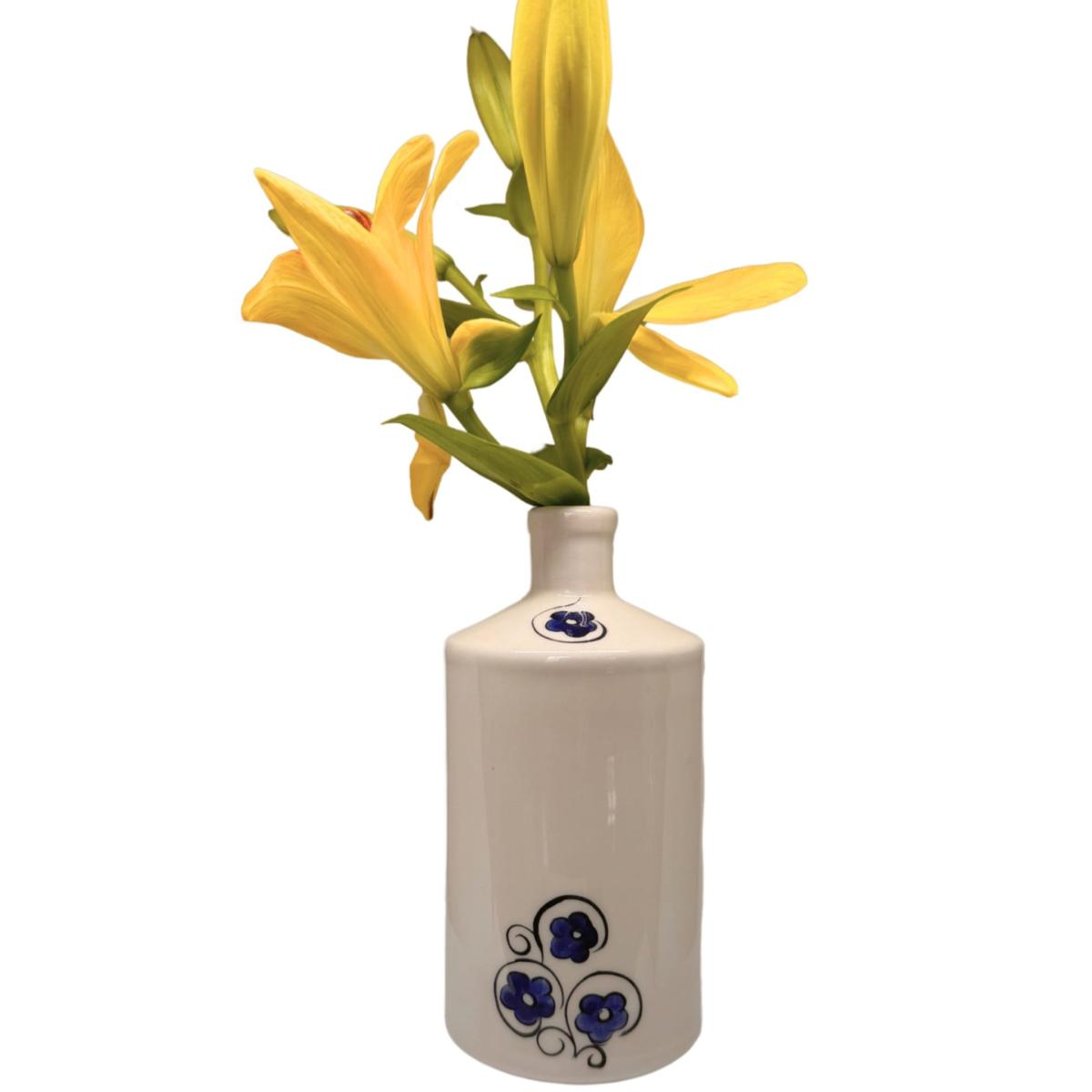 Blue / Brown / White Artisan Crafted Ceramic Two Bird Bottle And Vase Black and Wild – image 3
