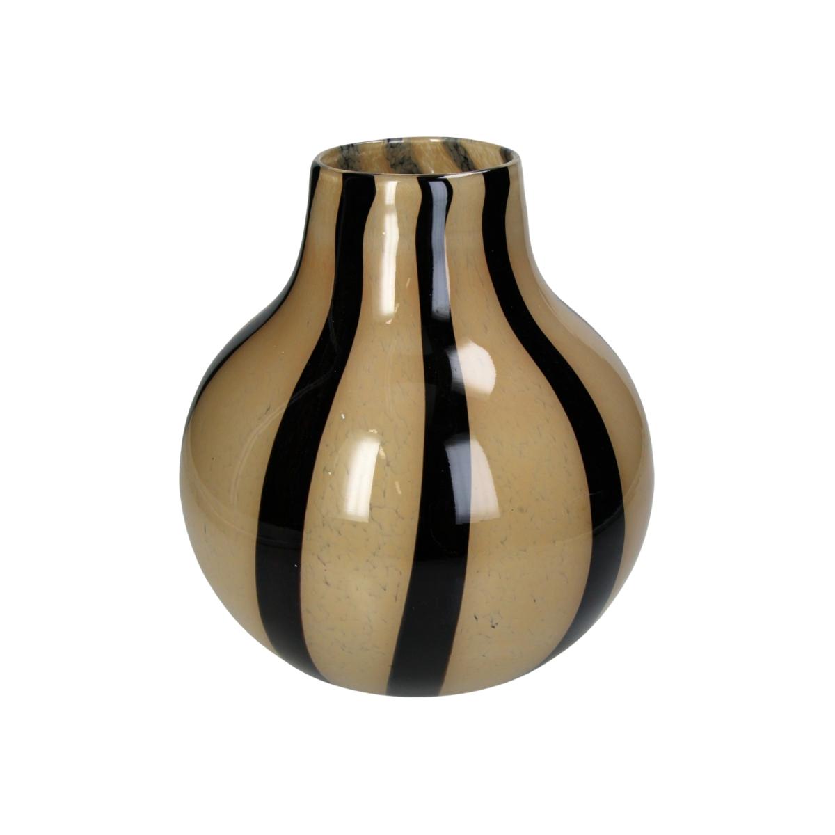 Brown / Black Elegant Brown Two Toned Striped Vase | Casabyjj – image 1