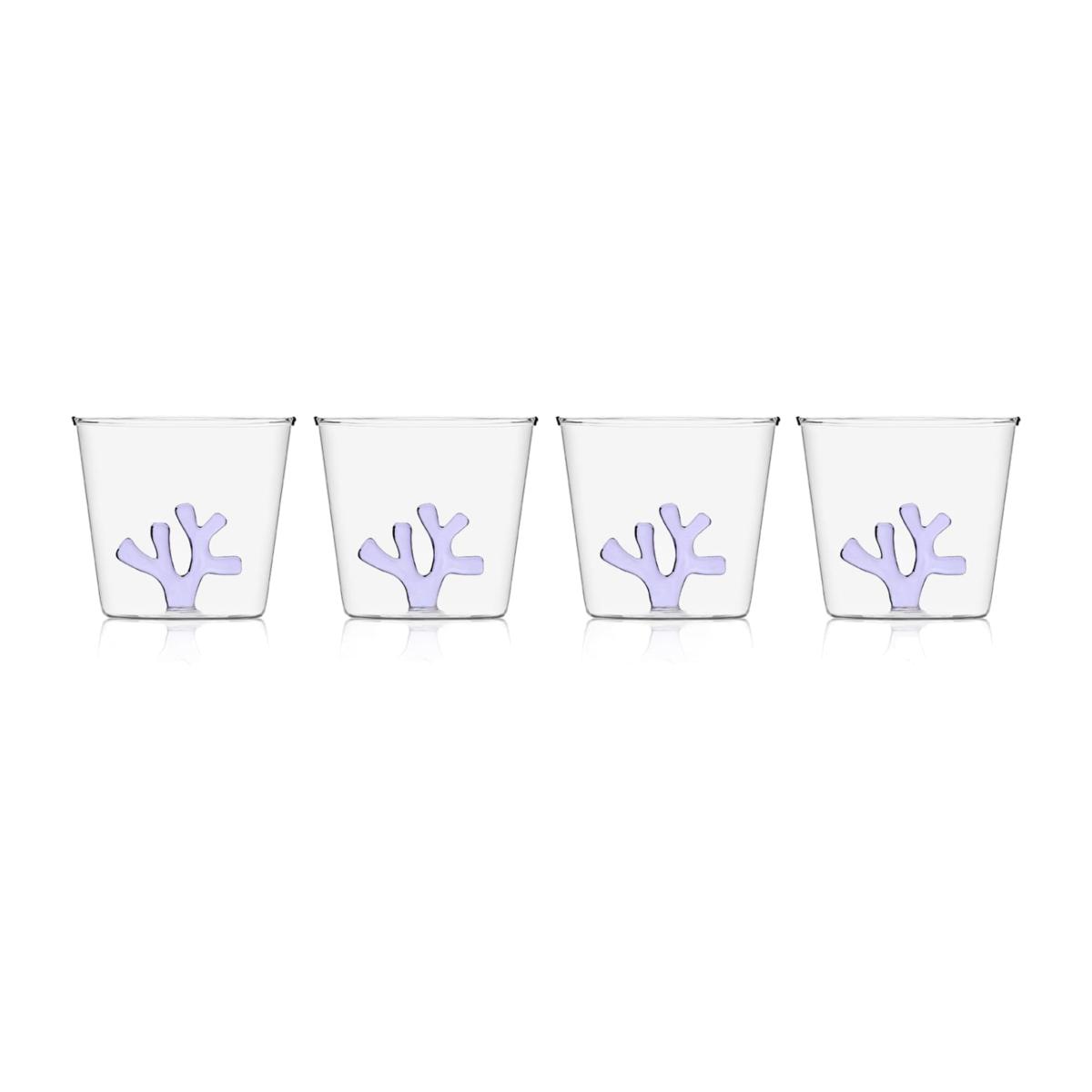 Pink / Purple A Set Of Four Borosilicate Glass Water Tumblers In Lilac | Sprezz – image 1