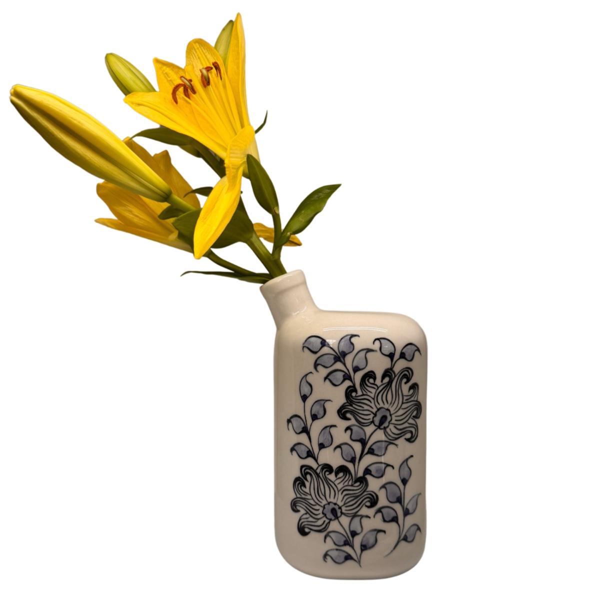 Blue / White Artisan Crafted Ceramic Flower Bottle And Vases | Black and Wild – image 4
