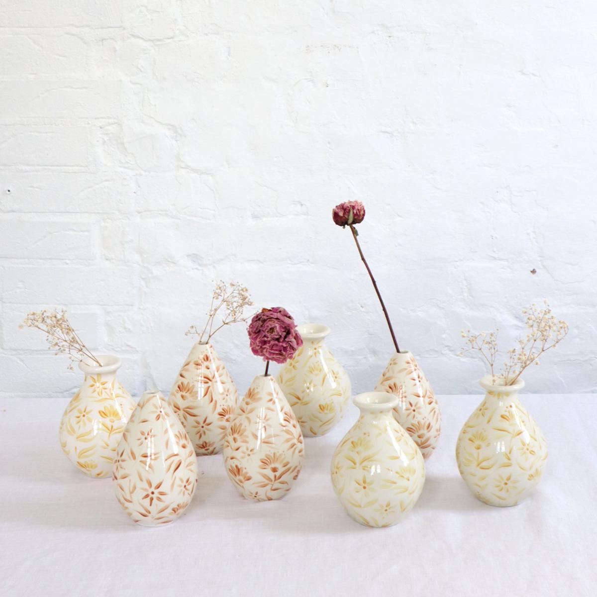 Neutrals / White / Brown Sunburst Flowers Bud Vase - Autumn Brown Rosanna Corfe – image 6